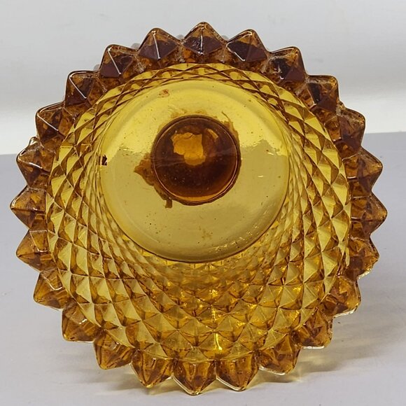 Vintage Amber Indiana Glass Diamond Pattern Candle Holder Set - Picture 3 of 9